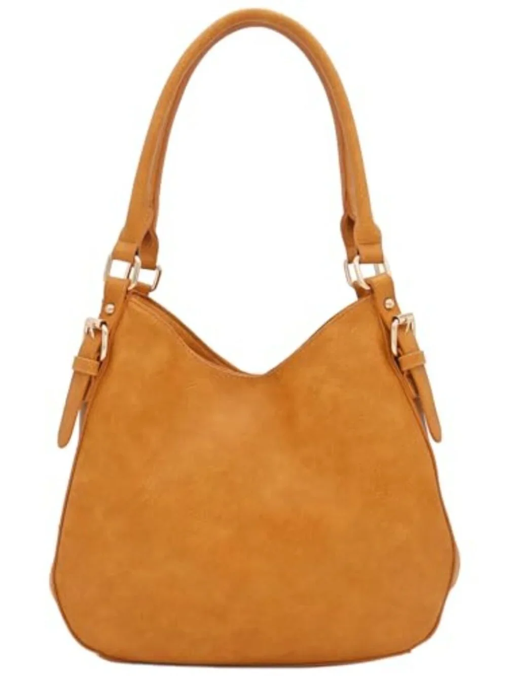 Faux Leather Medium Hobo Bag with 3 Compartments